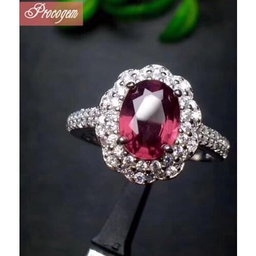 Natural Pyrope Garnet Rings for Women Nice gifts 6x8mm 1.8ct Genuine gemstone New fine Jewelry rings 925 Sterling silver #254