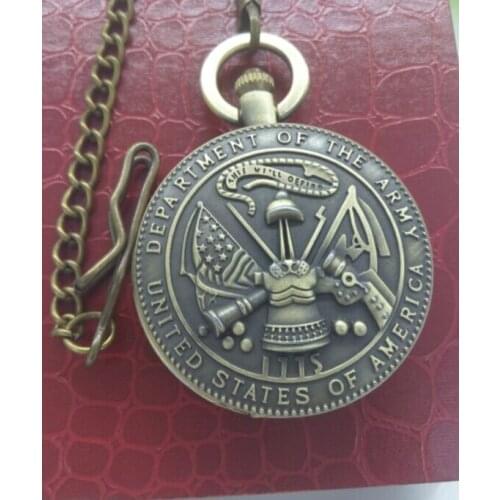 NEW STYLE UNITED STATES OF AMERICA DEPARTMENT OF THE ARMY pocket watch necklace pendant Mens gift wholesale