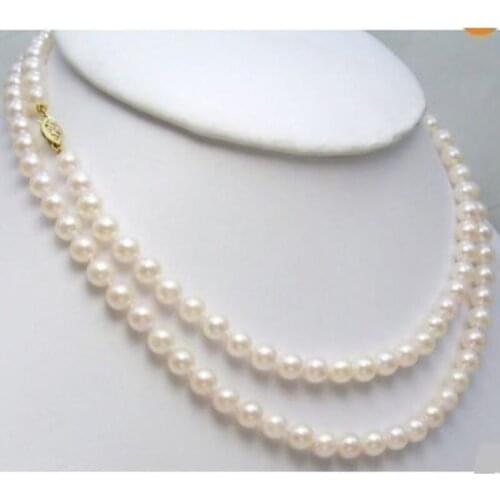 AAA 5.5-6 MM white SOUTH SEA PEARL NECKLACE 32" 925silver GOLD CLASP