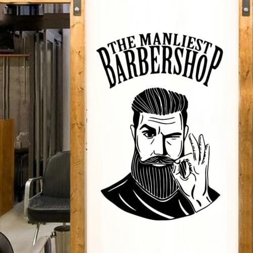 Barber Shop European-Style Barber Shop Wall Sticker Vinyl Art Removable Poster Mural Beauty Fashion Modern Decals Decor LY1345