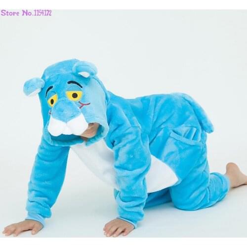Blue Panther Kigurumi Onesies Pajamas Unisex Leopard Pijamas Winter Women Nightwear Anime Costumes Adults Flannel Sleepwear