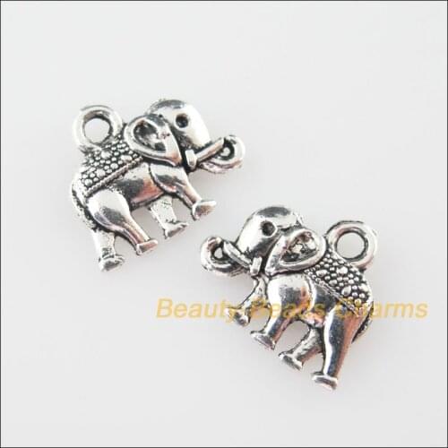 30 New Elephant Charms Tibetan Silver Tone Tiny Animal Pendants 12x14mm
