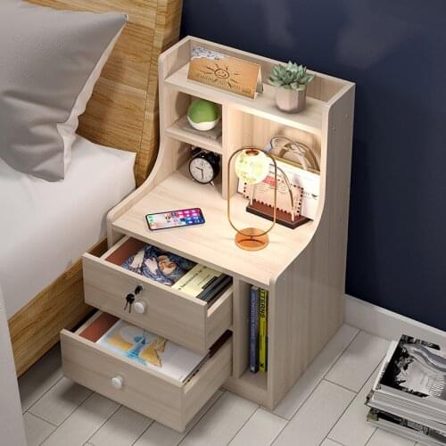 Simple Modern Nightstand Bedside Table Simple Shelf Bedroom Bedside Imitation Solid Wood Storage Cabinet White Bedroom Furniture