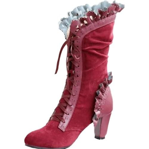 Womens Renaissance Medieval Victorian Steampunk Cosplay High-heeled Shoes Boots