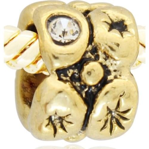 Slide charm Free shipping Clover beads fit Pandora bracelets genuine charm bracelets and jewelry accessories