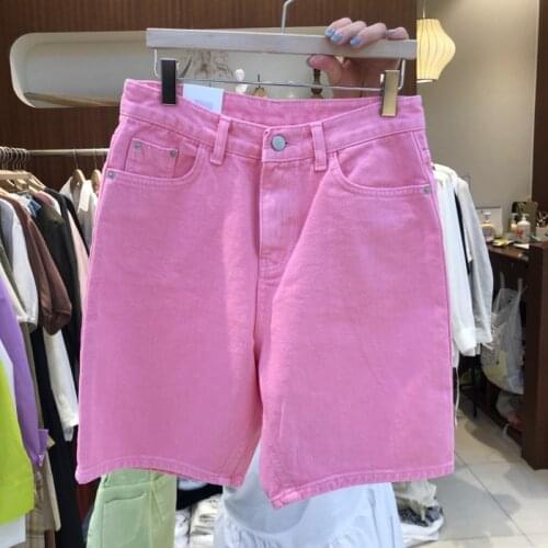 Unicolor Women Shorts Korean Fashion Zipper Fly Button Wide Leg Bottoms Summer 2021 New Loose Casual Short Pants Femme 80307