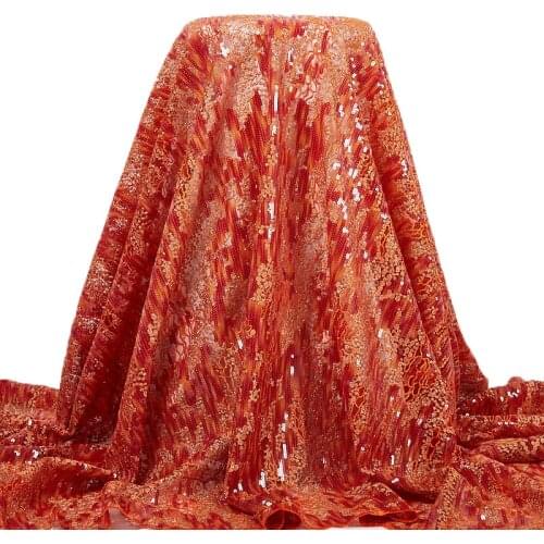 Zhenguir Gold Nigerian Lace Fabric 2021 High Quality French Lace Sequins Mesh Sewing Embroidery 5 Yards Wedding Women DressA2436