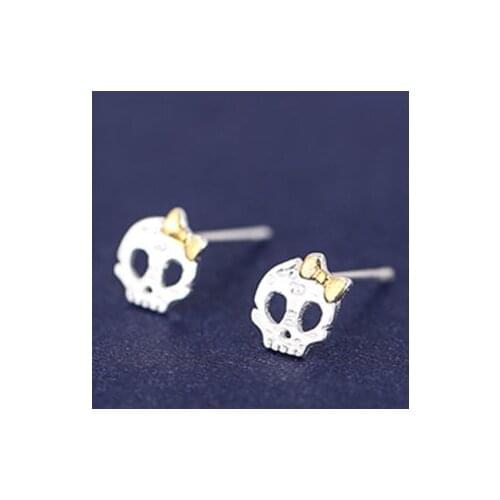 Real 925 Sterling Silver skull Earrings for Women Girls Gift Hot Fashion sterling-silver-jewelry Women Earrings