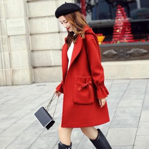 Woolen Coat Women Pakra New 2021 Woolen Jacket Women Clothing Long Sim Thick Warm Hooded Womens Coats Black Female Jackets