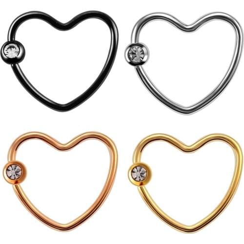 1/4Pcs Stainless Steel Septum Ring Piercing Heart-Shaped Nose Ring Hoop Daith Tragus Cartilage Earrings Piercing Body Jewelry