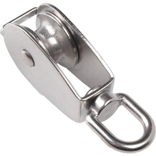 1Pcs M32 Stainless Steel Heavy Duty Steel Single Wheel Swivel Lifting Rope Single Pulley Block Pulley Block Chain Traction Wheel