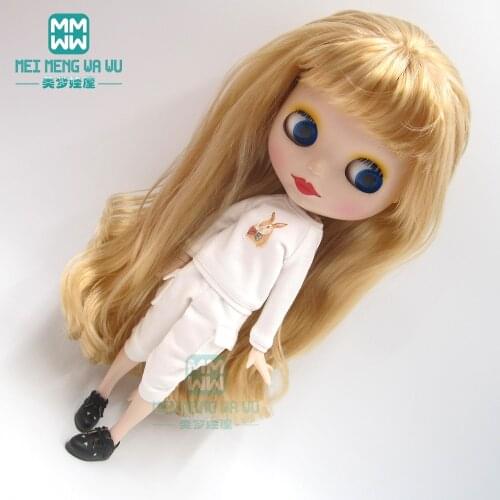 1PCS Blyth clothes fashion White sweatshirt, casual pants, leather shoesfor Blyth Azone 1/6 doll accessories