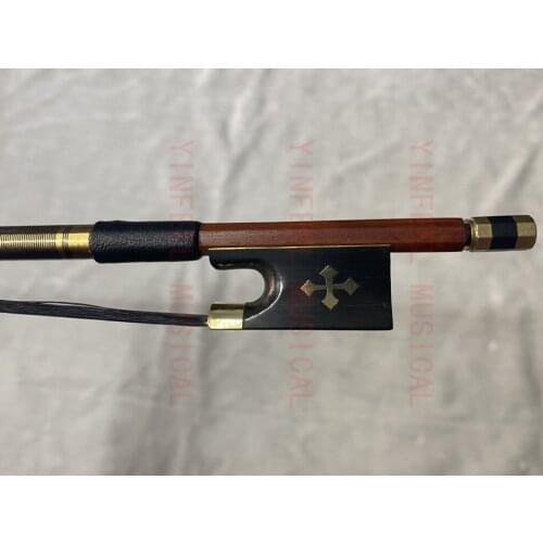 1pcs Full SizeSuperior Brazilwood CROSS ebony frog very nice Round Violin Bow Ebony Frog black Hair 4/4free shipping
