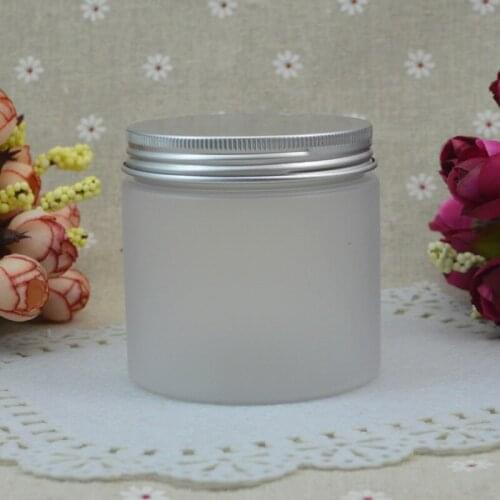 50pc/lot 200ml Frosted Plastic Cosmetic Jar Serum Bottle Gold / Silver Aluminum Cap 200g Cream Container Factory Wholesale