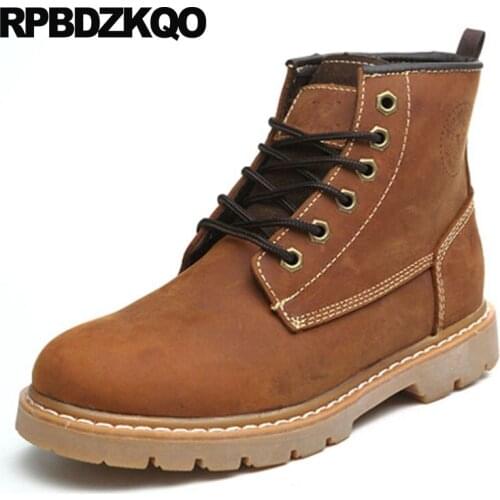 Booties Military Runway Ankle 2018 Army Shoes Pink Lace Up Short Real Leather Combat Designer Full Grain Boots Men Brown Autumn