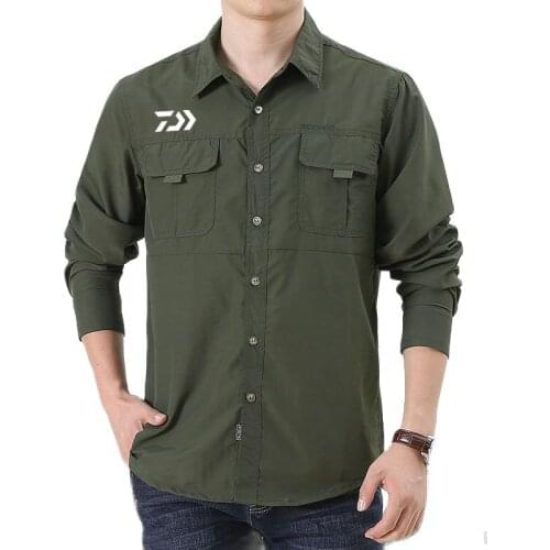Daiwa Quick Dry Breathable Fishing Shirt Anti-Sweat Outdoor Sport Hiking Hunting Clothing with Pockets