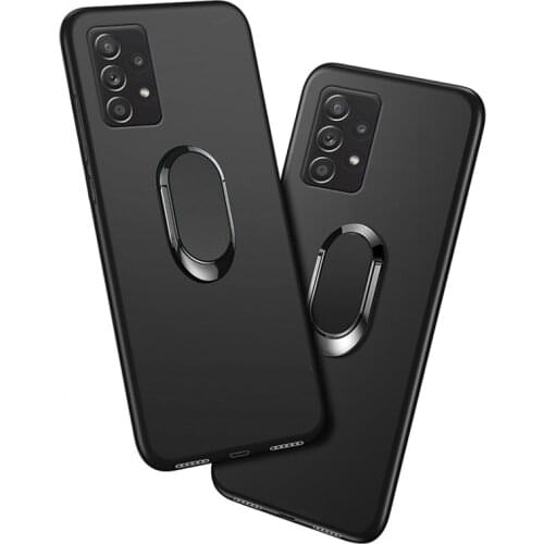 Cover For Samsung Galaxy A52 5G Case SM-A526B SM-A5260 Red Blue Black Classic Finger Ring 360 Degree Rotation Soft Silicon