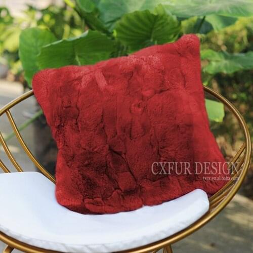 CX-D-22G Rex Rabbit Fur Patchwork Sofa Fur Cushion Covers