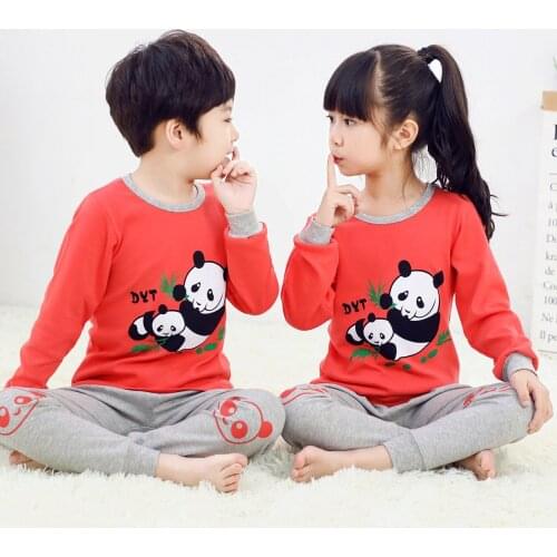 2020 Children Pajamas Clothing Set Boys Girls Cartoon Panda Sleepwear Suit Long-sleeved Pyjamas Kids Autumn Baby Pijamas Clothes