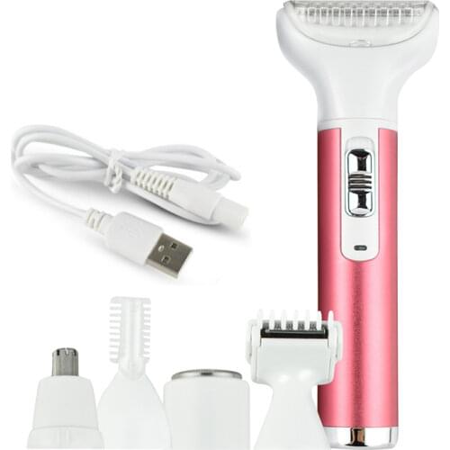 5 In 1 Women Shaver Painless Hair Removal Epilator Shaving Machine Face Beard Eyebrow Nose Trimmer Body Bikini Electric Razor