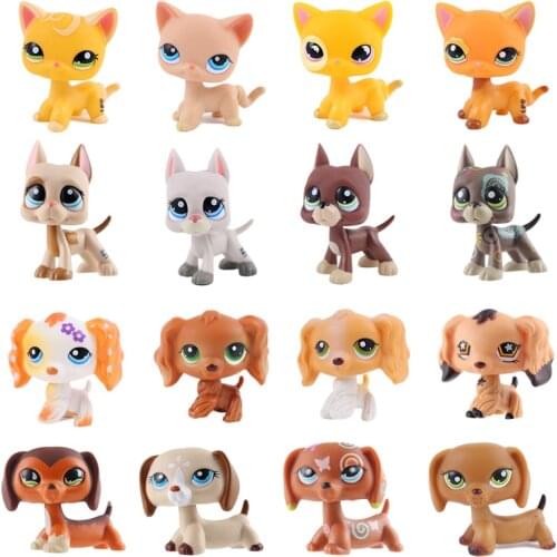 Brand new classic cute pet shop Lps toy cat Great Dane dog PVC small animal model children cute gift