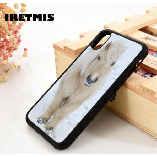 Iretmis 5 5S SE 6 6S Soft TPU Silicone phone case cover for iPhone 7 8 plus X Xs 11 Pro Max XR CUTE WHITE WINTER PONY