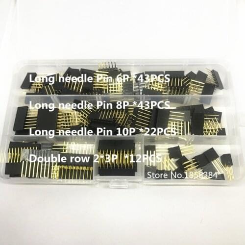 Stright Female kits 120pcs/lot Pitch 2.54mm6P 8P 10Pin long needle Pin female pin/double row 3-pins Header Strip PCB Connector