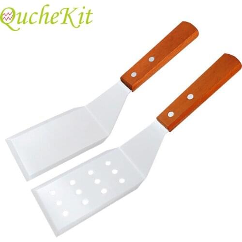 Kitchen Stainless Steel Cooking Spatula With Wooden Handle Pancake Shovel Pot Spatula Frying Fish Shovel Cooking Utensils