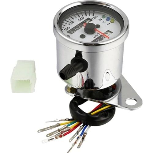 LED Backlight Motorcycle Odometer KMH Speedometer Tachometer Gauge Chrome