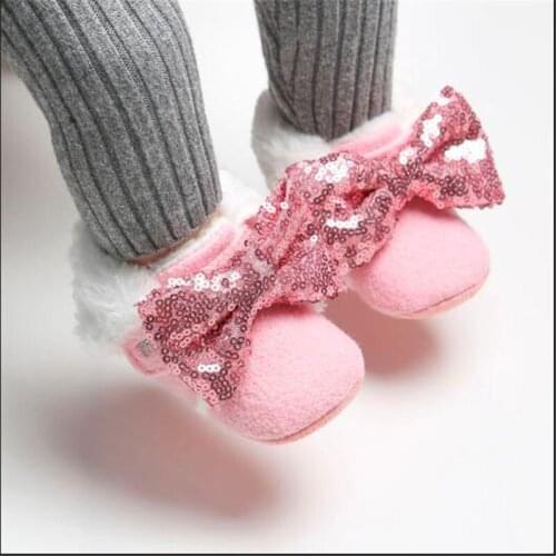 Cute Baby Winter First Walkers Infants Girls Boys Shoes Soft Sole Fur Snow Booties Antislip Newborn Warm Shoes With Headband