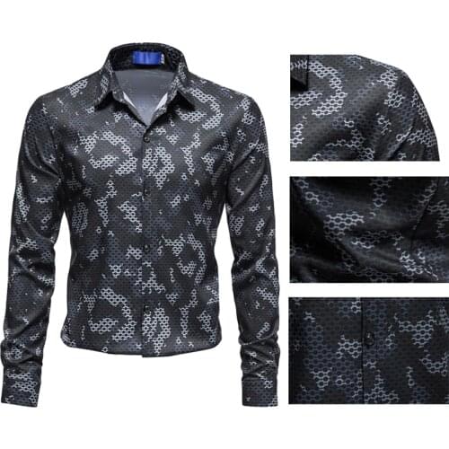Fashion Mens Camouflage Long Sleeve Shirt Slim Long Sleeve Shirt Casual Outdoor Shirt