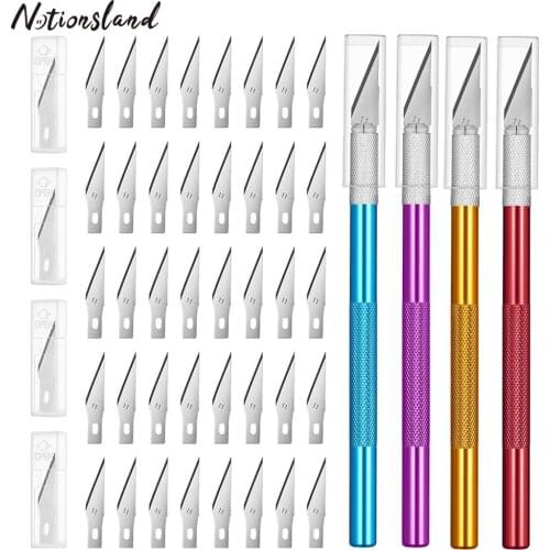 4PCS Craft Knife Set Hobby Knife with 40pcs Stainless Steel Blades Kit for Cutting Carving Scrapbooking DIY Art Work Knife Tool