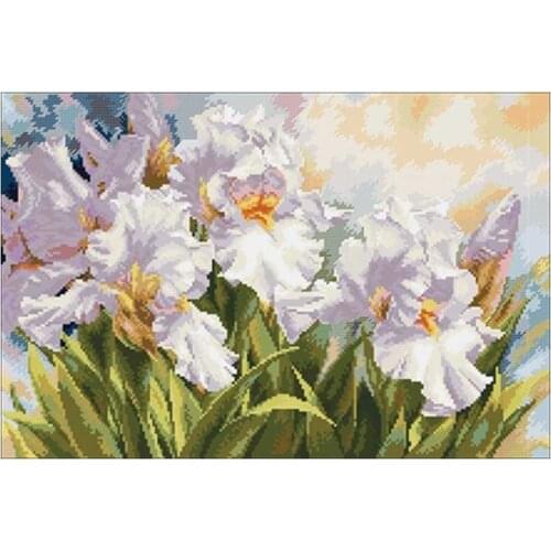 White iris patterns Counted Cross Stitch 11CT 14CT 18CT DIY Chinese Cross Stitch Kits Embroidery Needlework Sets