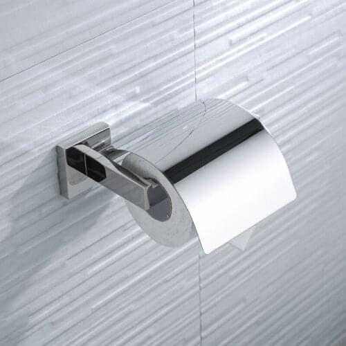 Stainless Steel Wall Mounted Toilet Paper Holder Square Base Waterproof Cover Bathroom Accessories