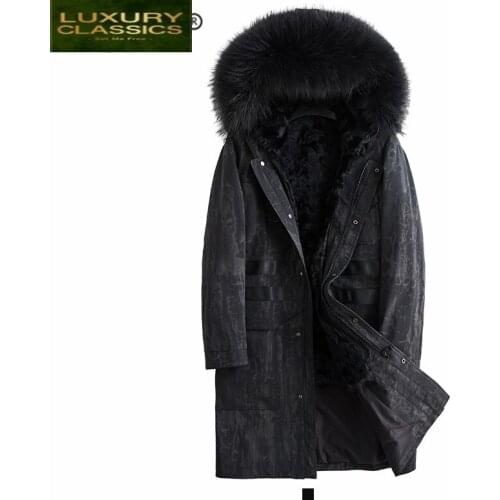 Real Men Winter Coat Raccoon Fur Hooded Wool Fur Liner Parkas 2021 Korean Warm Long Fur Jacket Man Coats Hiver 079051