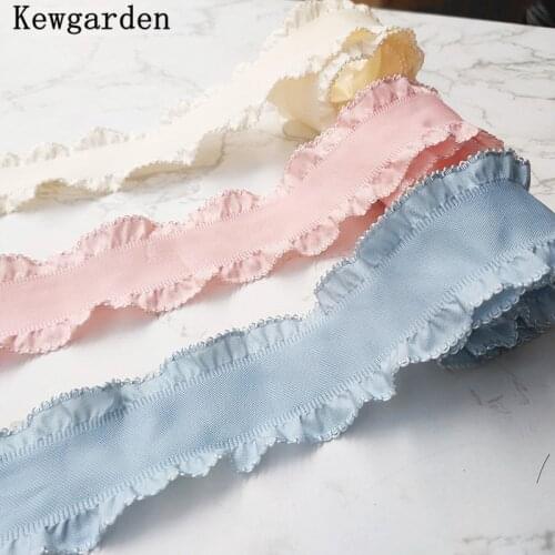 Kewgarden Ruffle Ribbon 25mm 38mm 1" 1.5" Handmade Tape DIY Hairbow Accessories Flower Packing Riband Webbing 10 Yards