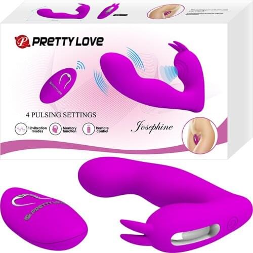 12 Speeds Vibrating 4 Pulsing Settings Female G-Spot Clitoris Rabbit Vibrators Strapon Anal Dildo Sex Toys for Couples Lesbian