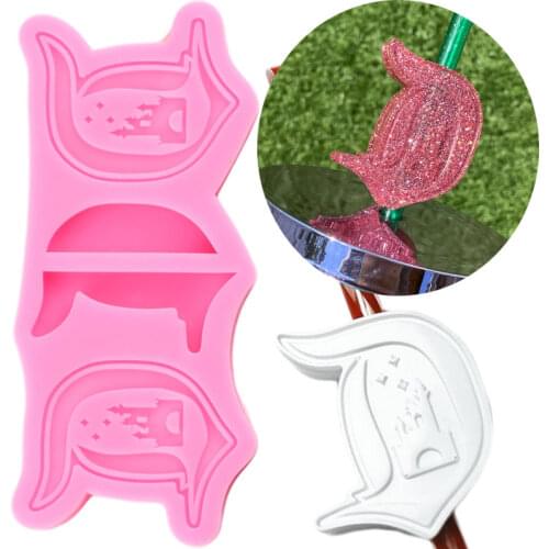 Disney Castle Straw Topper Silicone Mold Baby Birthday Candy Chocolate Fondant Cake Decorating Tools Keychain Epoxy Resin Moulds