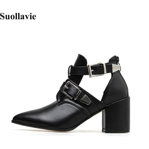 Women Shoes Fashion Short Boot high Heels Autumn Winter with hollow out short canister boots female thick with cool