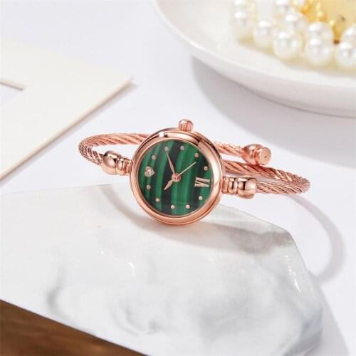 Luxury green marble Bracelet Watches Women Fashion Shine Diamond Elegant Ladies Bangle Wristwatches Female Quartz Montre Femme