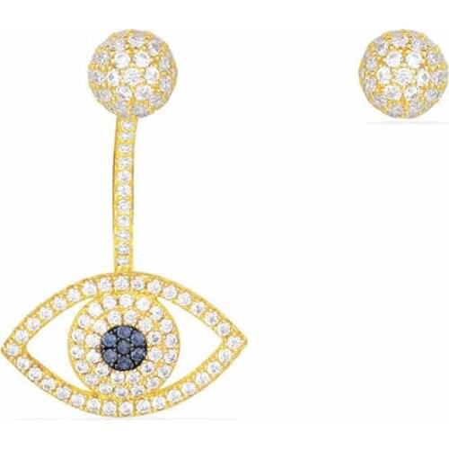 SLJELY Brand Design 925 Sterling Silver Mismatch Evil Eye AB Earrings Micro Pave Cubic Zirconia Stones Women Luxury Jewelry