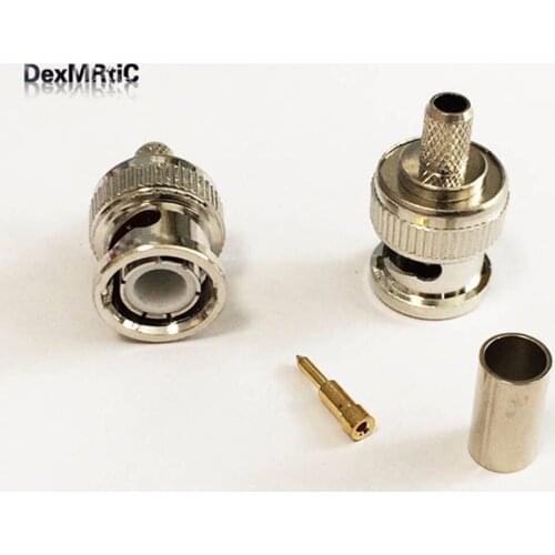 1pc BNC male plug RF Coax Connector Crimp RG58,RG142,RG400,LMR195 for Straight Nickelplated NEW wholesale