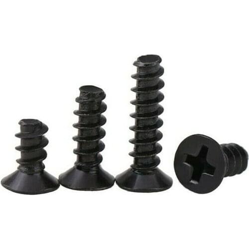 500PCS M1.4M1.7-M2.3 black cross countersunk head flat tail self tapping screws