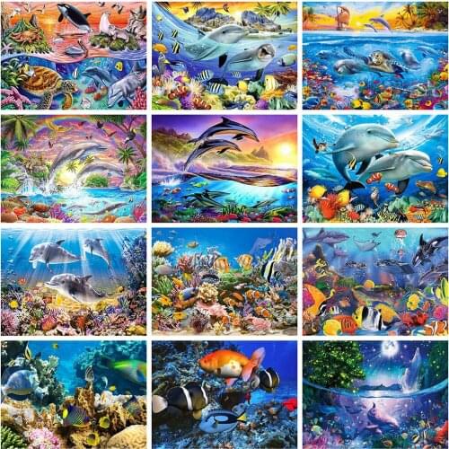 5d Diamond Painting Dolphin Full Square Drill Diamond Embroidery Animal Mosaic Sea Handmade Gift Home Decor