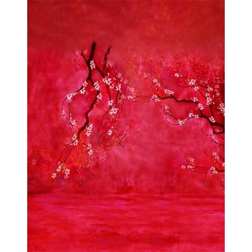5x7ft White Flowers Tree Red Photography Backdrops Photo Props Studio Background