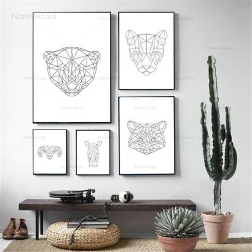 Abstract Line Animals Head Home Decor Wall Art Nordic Canvas Painting Print Poster Creative Minimalist Black Living Room Picture