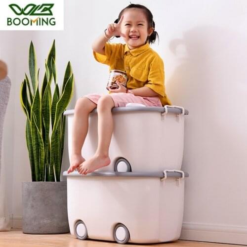 WBBOOMING 1pc Plastic Cartoon Storage Box For Kids Toys Clothes Organizer Large Thicken Organizer Kids Snack Books Storage Boxes