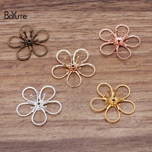 BoYuTe (50 Pieces/Lot) 21MM Metal Brass Two-layer Flower Materials Handmade Diy Jewelry Accessories Parts