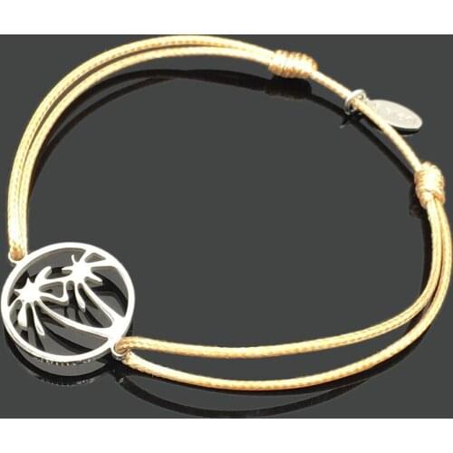 Coconut Tree Stainless Steel Charm Wish Bracelet 316L Stainless Steel Coconut Plant Pendant Adjustable String Holiday Bracelet