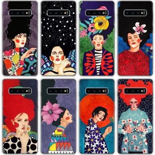 Abstract Colorful Art Girl Phone Case For Samsung Galaxy S20 FE Ultra S10 S21 Note 10 9 8 S9 S8 Plus Lite S7 J4 J6 Cover Coque S